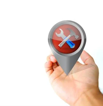 Hand holding a tools pin pointer icon Stock Illustration