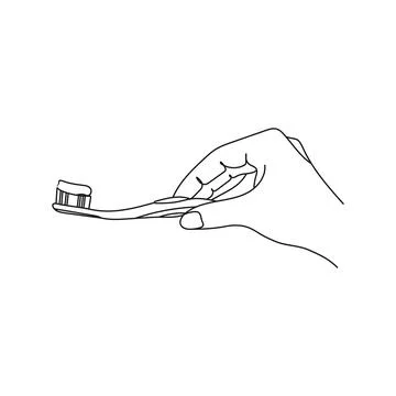 Hand holding a toothbrush with toothpaste. Stock Illustration