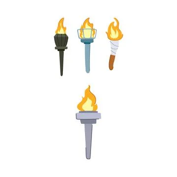 Hand holding torch with burning flame illustration Stock Illustration