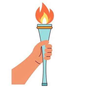 Hand holding torch with fire Illustrazione stock