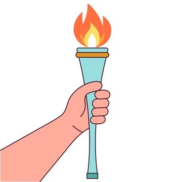 Hand holding torch with fire Stock Illustration
