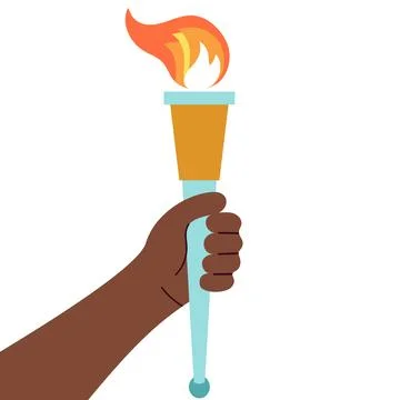 Hand holding torch with fire Stock Illustration
