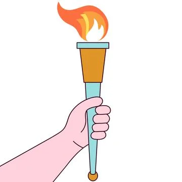 Hand holding torch with fire Stock Illustration