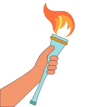 Hand holding torch with fire Stock Illustration
