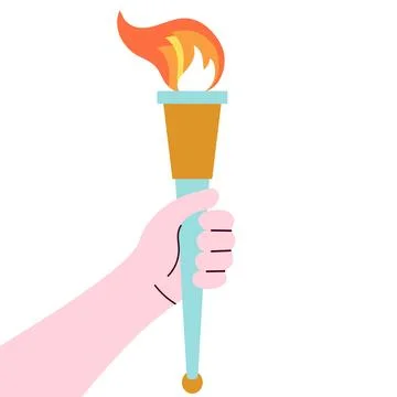 Hand holding torch with fire Illustrazione stock