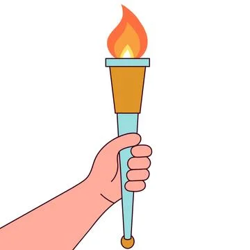 Hand holding torch with fire Stock Illustration