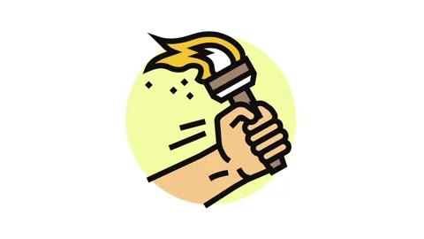 Hand holding torch progress color icon animation Stock Footage 326111778