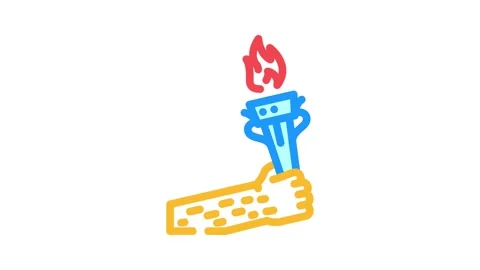 Hand holding torch progress color icon animation Stock Footage 327262872