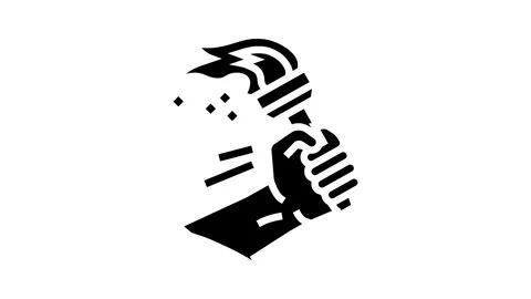 Hand holding torch progress glyph icon animation Stock Footage 326148929