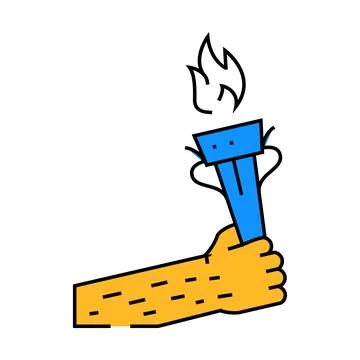 Hand holding torch progress icon color illustration Stockillustratie