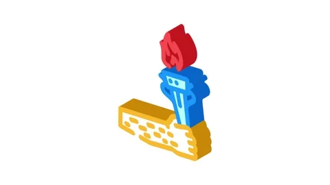 Hand holding torch progress isometric icon animation Stock Footage 327284498