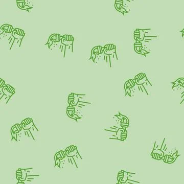 Hand holding torch progress line seamless pattern Stock Illustration