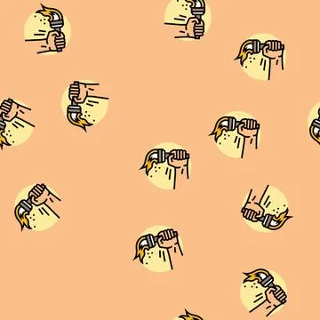 Hand holding torch progress vector seamless pattern Stock Illustration