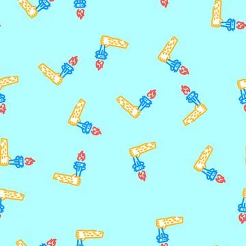 Hand holding torch progress vector seamless pattern Stock Illustration