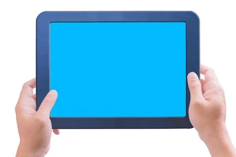 Hand holding touchpad pc isolated Stock Photos