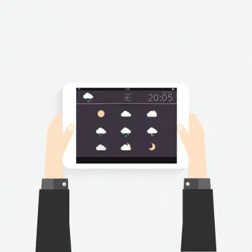 Hand holding a touchpad pc (tablet) Stock Illustration