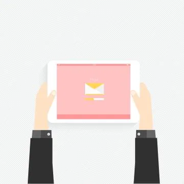 Hand holding a touchpad pc (tablet) Stock Illustration