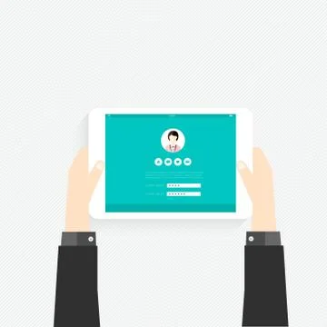 Hand holding a touchpad pc (tablet) Stock Illustration