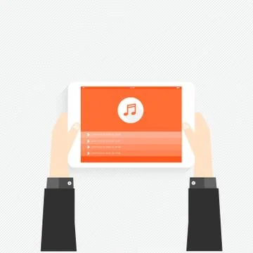 Hand holding a touchpad pc (tablet) Illustrazione stock