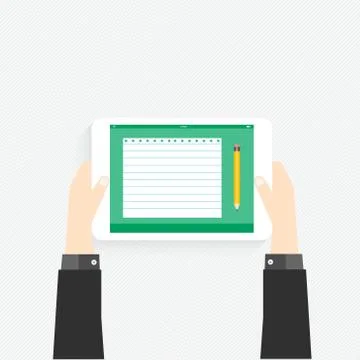 Hand holding a touchpad pc (tablet) Stock Illustration