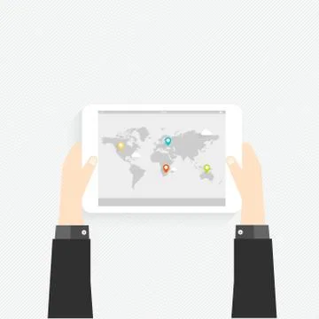 Hand holding a touchpad pc (tablet) Stock Illustration