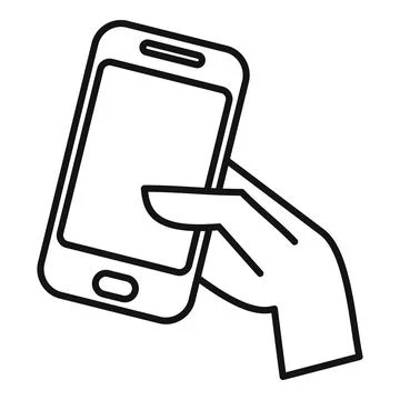 Hand holding touchscreen mobile phone icon Stock Illustration