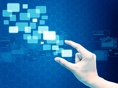 Hand holding touchscreen Foto stock