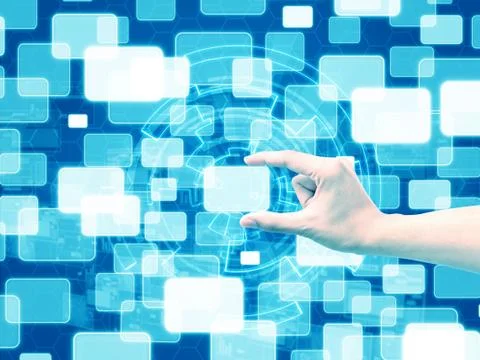 Hand holding touchscreen Foto stock