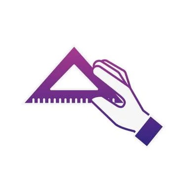 Hand holding triangle ruler supply 스톡 일러스트