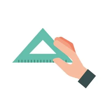 Hand holding triangle ruler supply Stockillustratie