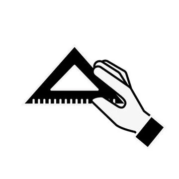 Hand holding triangle ruler supply 스톡 일러스트