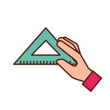 Hand holding triangle ruler supply 스톡 일러스트