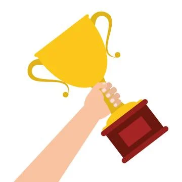 Hand holding trophy cup icon Stock Illustration