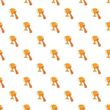 Hand holding trophy cup seamless pattern background Stock Illustration