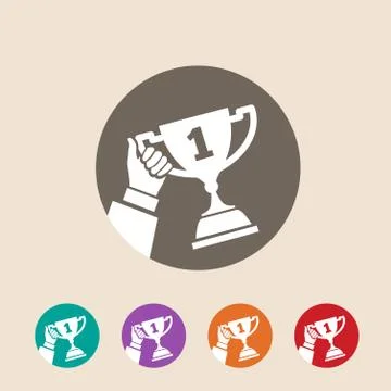 Hand holding trophy Stock Illustration