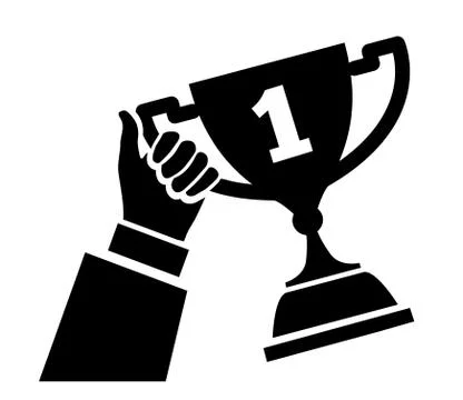Hand holding trophy Stock Illustration