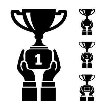Hand holding trophy Stock Illustration