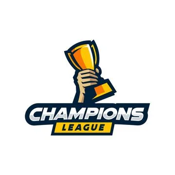 Hand holding trophy logo Illustrazione stock