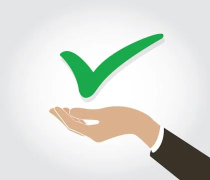 Hand holding True check icon symbol Stock Illustration
