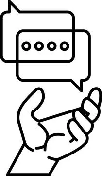 Hand holding two speech bubbles Stock Illustration