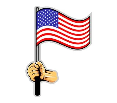 Hand Holding US Flag Stock Illustration