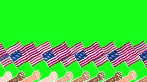 Hand holding usa flags on green screen with different skin ton hands and bl.. Stock Footage 311200583