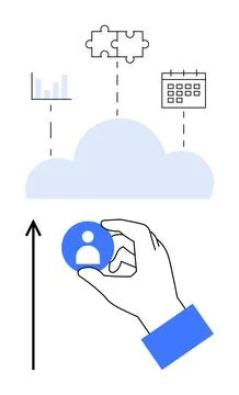 Hand Holding User Icon with Cloud Connectivity for Data Management and Coll.. 스톡 일러스트