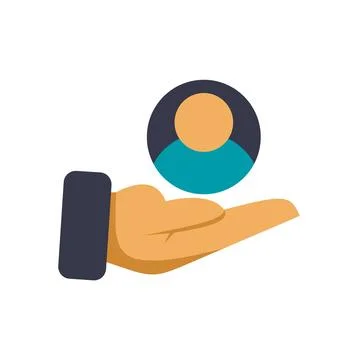 Hand holding user profile representing customer support Stock Illustration