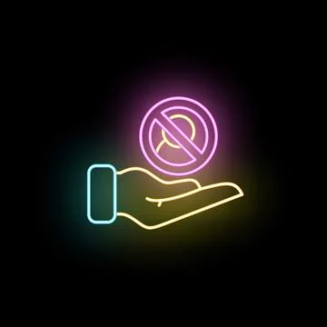 Hand holding user restricted neon interface icon Stock Illustration