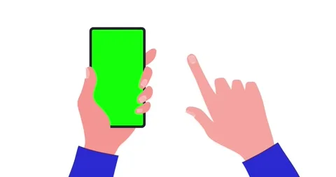 Hand holding, using smartphone. mobile phone mockup, green screen, Swipe gesture Stock Footage 153960333