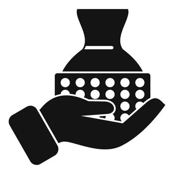 Hand holding vase with dotted pattern offering gift Stock Illustration