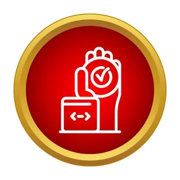 Hand holding verified coding badge icon Illustrazione stock