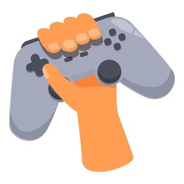 Hand holding video game controller playing console Stock Illustration