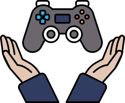A hand holding a video game controller Stock Illustration
